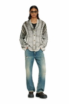 Diesel Treated cable-knit cardigan - Knitwear Mens in Multicolor