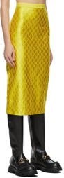 Gucci Yellow GG Embroidered Silk Skirt