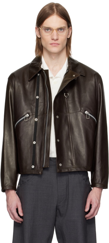 Photo: Omar Afridi Brown Drawcord Leather Jacket
