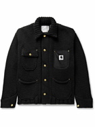 Sacai - Carhartt WIP Michigan Canvas-Trimmed Wool-Blend Overshirt - Black