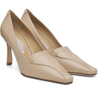 Manolo Blahnik Beige Cleofelo Calf Leather Heels