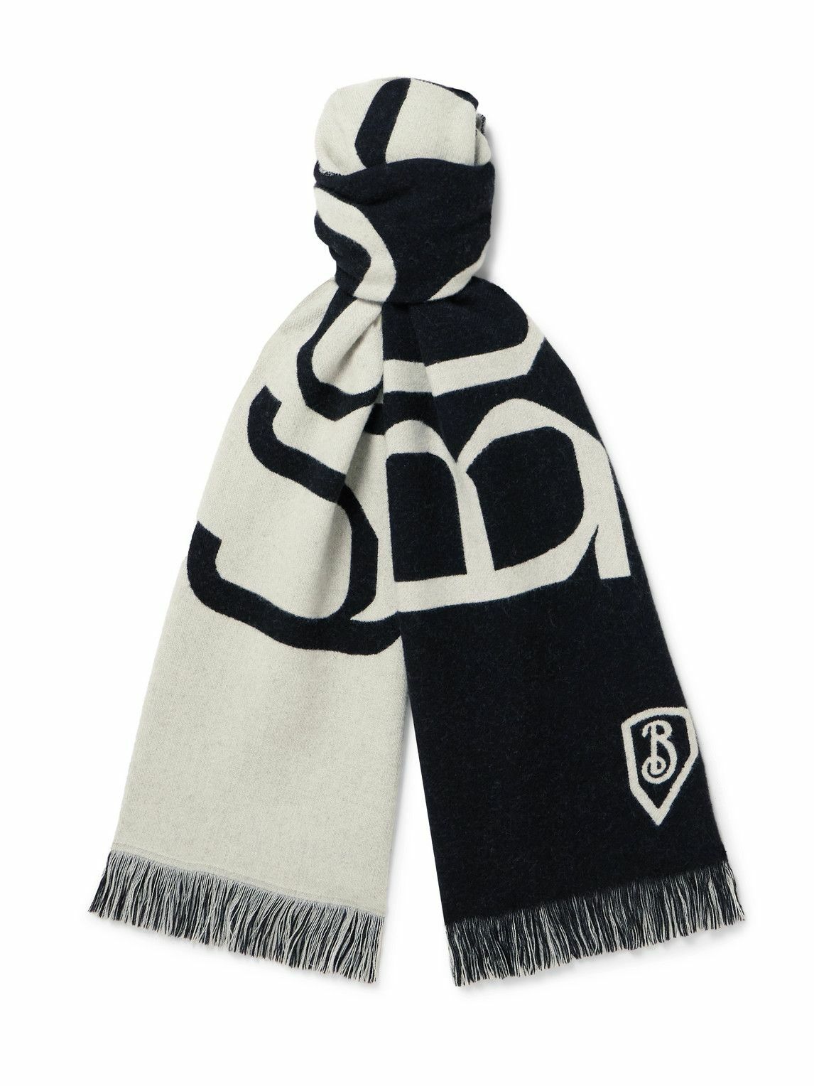 Burberry - Fringed Logo-Jacquard Wool Scarf Burberry Burberry - Fringed Logo-Jacquard Wool Scarf Burberry