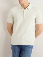 Brioni - Slim-Fit Basketweave Cotton, Silk and Cashmere-Blend Polo Shirt - White