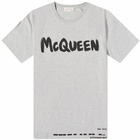 Alexander McQueen Men's Graffiti Logo T-Shirt in Palegrey/Mix