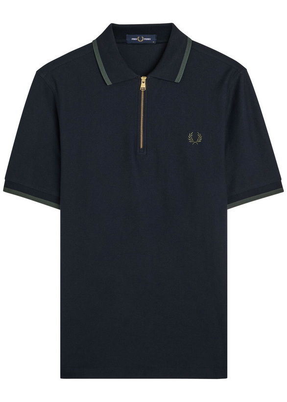 Photo: Fred Perry Logo-embroidered Cotton Polo Shirt Navy