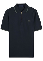Fred Perry Logo-embroidered Cotton Polo Shirt Navy