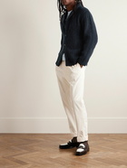 Inis Meáin - Shawl-Collar Cable-Knit Donegal Merino Wool and Cashmere-Blend Cardigan - Blue