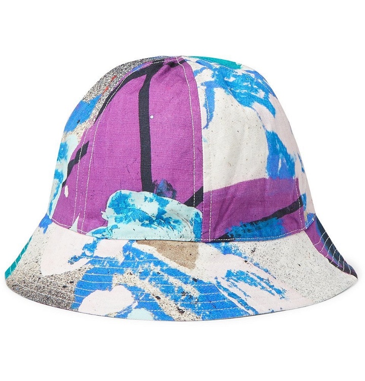 Photo: Folk - Alfie Kungu Printed Linen and Cotton-Blend Bucket Hat - Purple