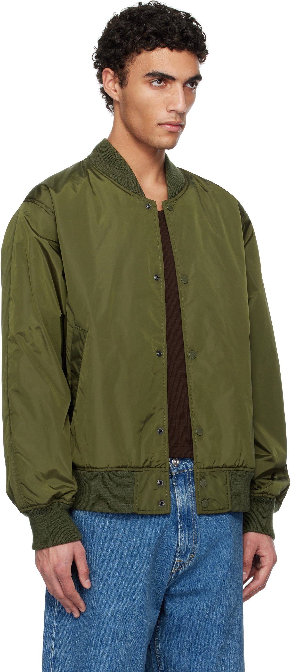Reigning Champ Khaki Econyl Satin Nylon Stadium Bomber Jacket
