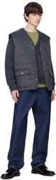 Maison Kitsuné Gray Sleeveless Quilted Vest