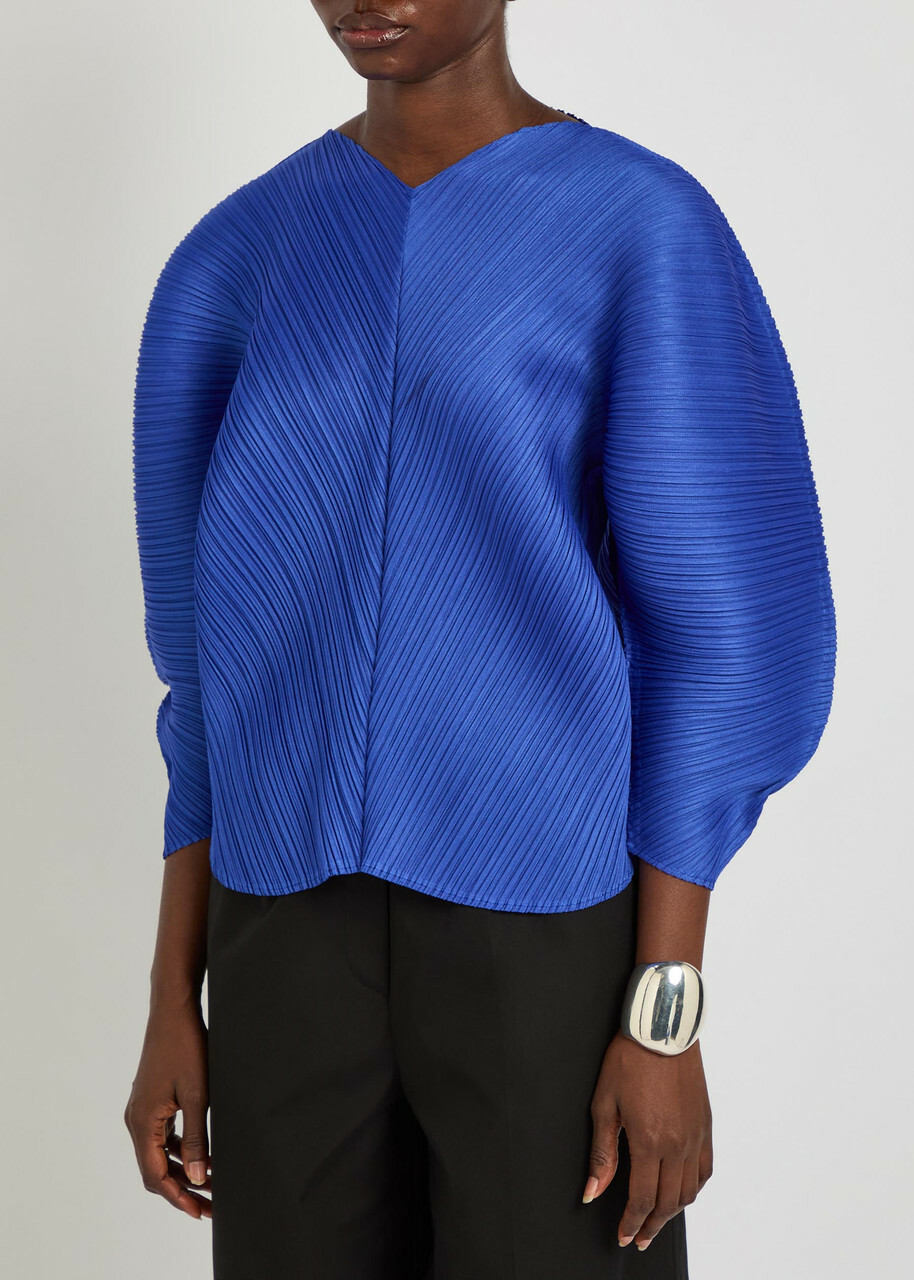 Pleats Please Issey Miyake Pleated Sculpted Woven top - Blue - One Size