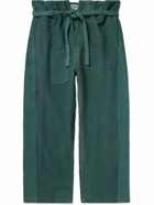 Kartik Research - Wide-Leg Belted Quilted Cotton Trousers - Green
