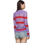 Miu Miu Purple and Red Striped Cardigan