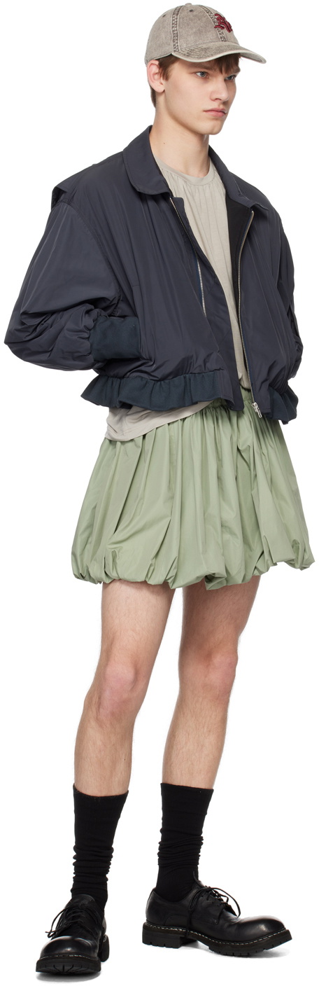 AARON ESH Gray Ruffled Bomber Jacket