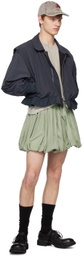 AARON ESH Gray Ruffled Bomber Jacket