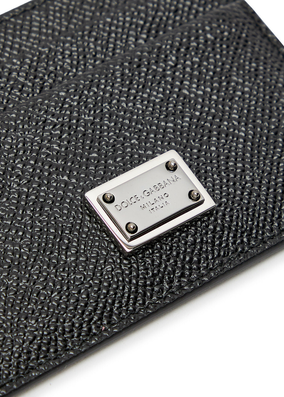 Dolce & Gabbana Logo Pebbled Leather Card Holder - Black - One Size