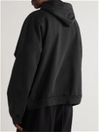 Balenciaga - Printed Cotton-Jersey Hoodie - Black