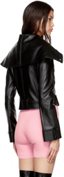 Courrèges Black Large Collar Leather Jacket
