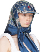 Marine Serre Blue Regenerated Silk Scarves Veiled Cap