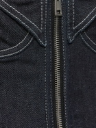 MUGLER - Denim Front Zip Corset Bodysuit