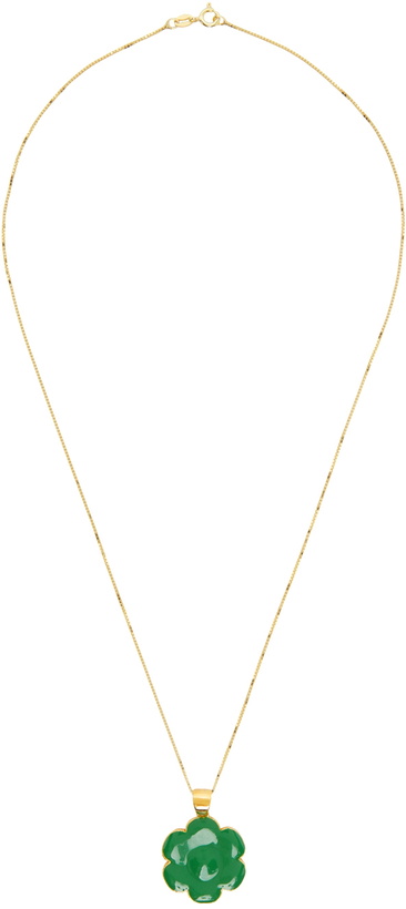 Photo: VEERT Gold & Green Enamel Flower Pendant Necklace