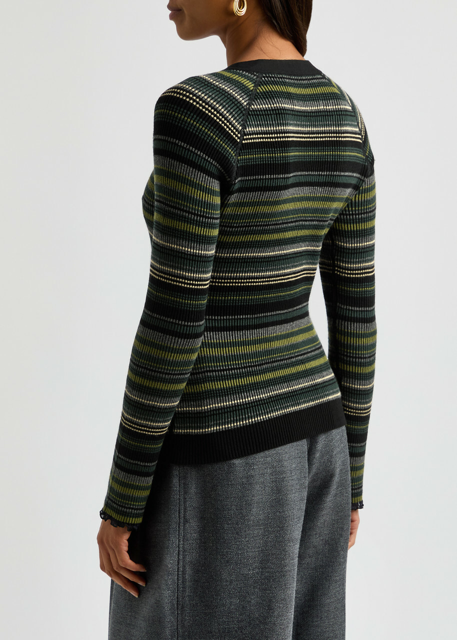3.1 Phillip Lim Reversible Striped Knitted Cardigan Black