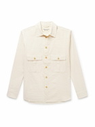 MILES LEON - Field Striped Tumbled Cotton and Linen-Blend Shirt - Neutrals