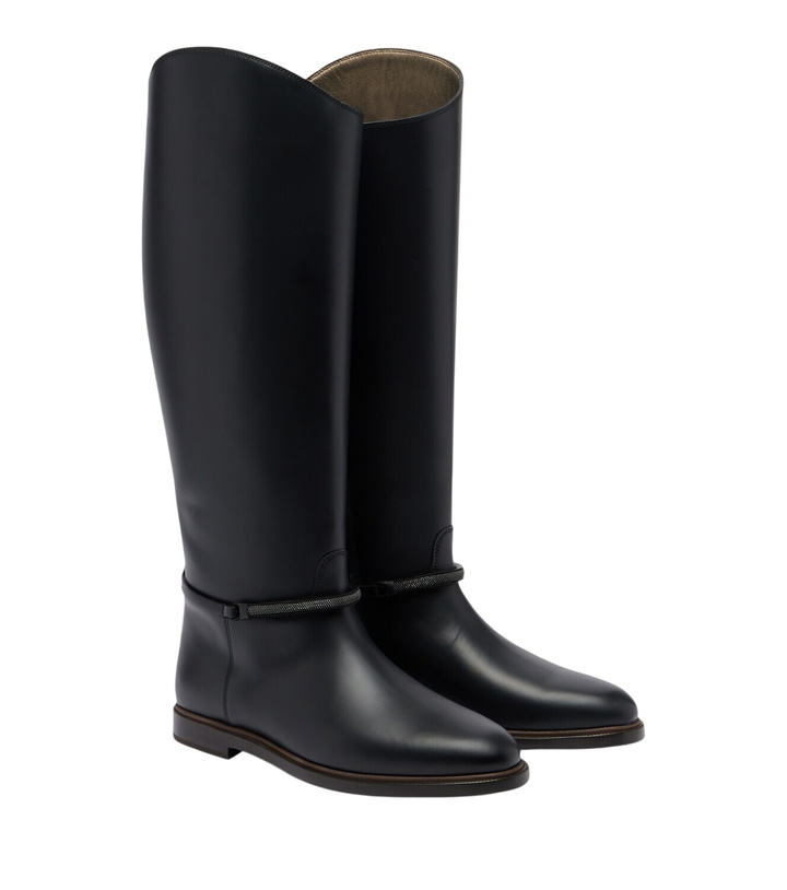 Photo: Brunello Cucinelli Monili leather knee-high boots