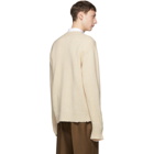 Maison Margiela Off-White Wool Distressed V-Neck Sweater