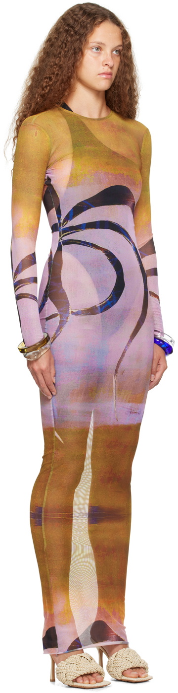 Louisa Ballou Brown & Purple High Tide Maxi Dress