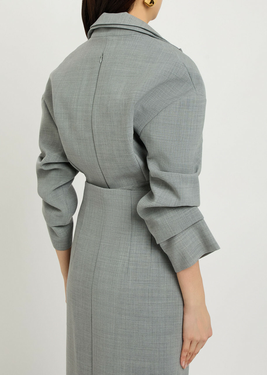 A.W.A.K.E Mode Blazer-effect Woven Bodysuit Grey