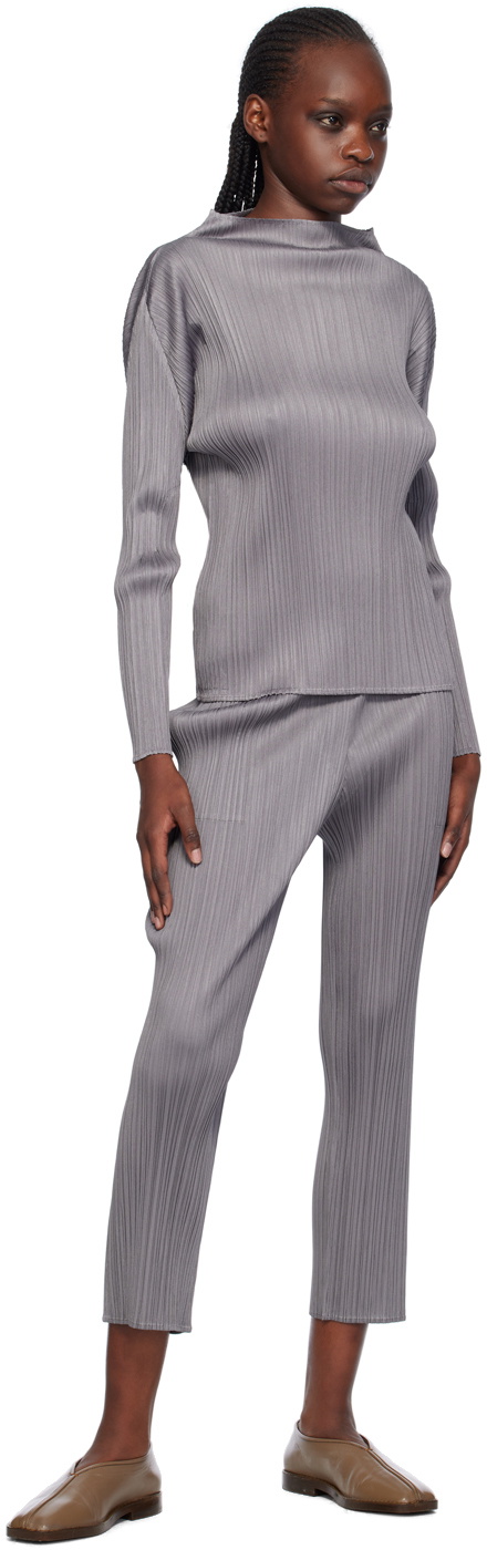 Pleats Please Issey Miyake Gray Seeker Turtleneck Pleats