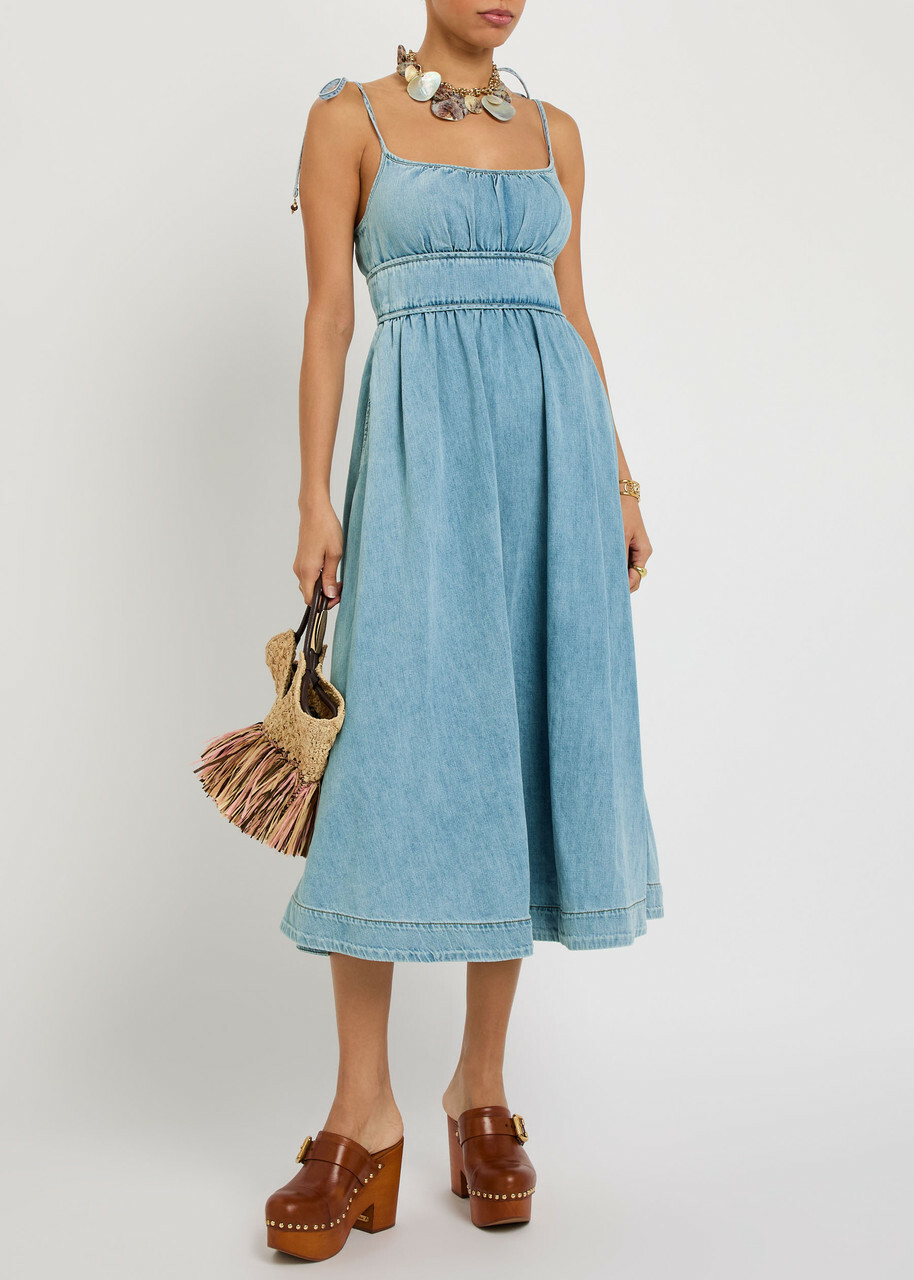 Zimmermann Wanderlust Denim Midi Picnic Dress Zimmermann