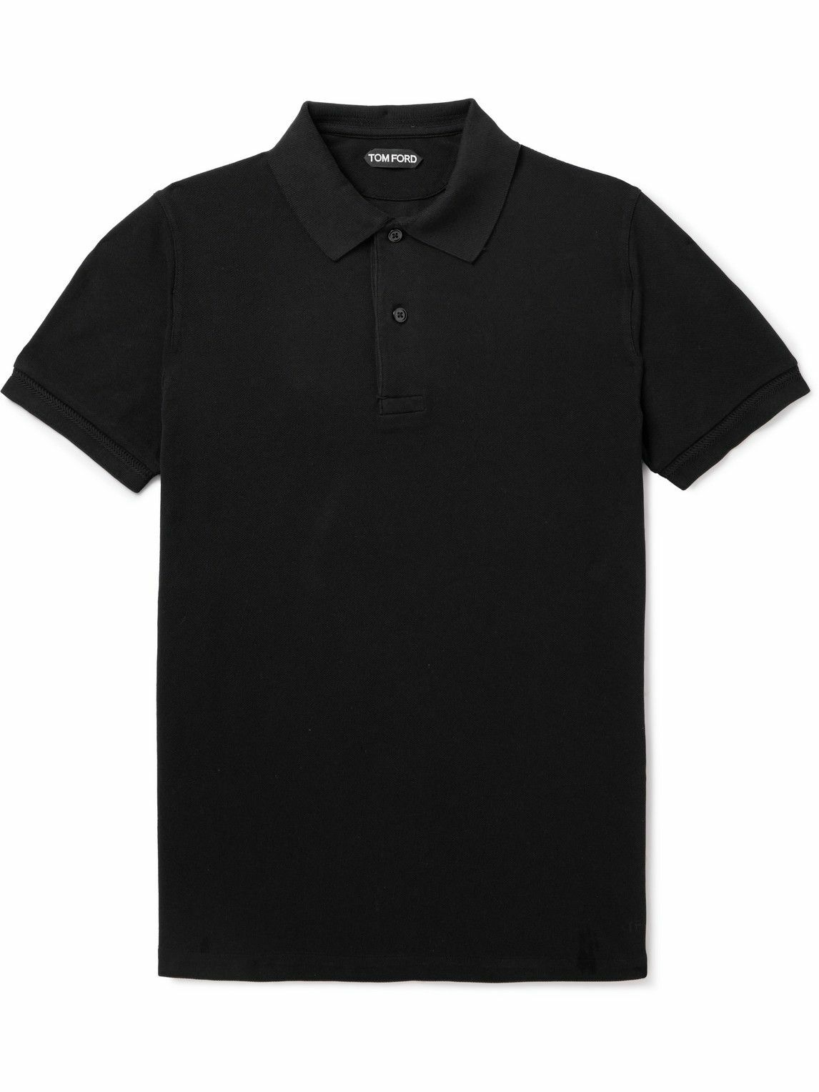 TOM FORD - Garment-Dyed Cotton-Piqué Polo Shirt - Black TOM FORD