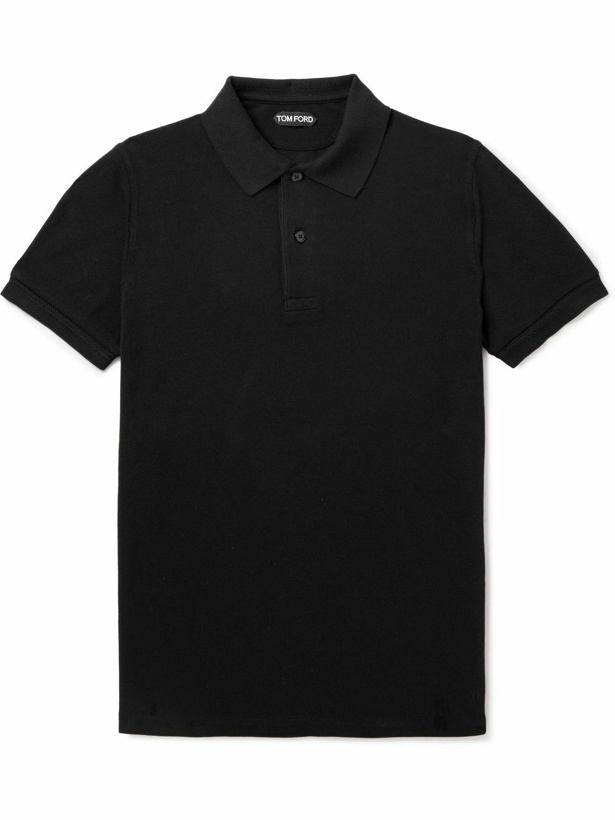 Photo: TOM FORD - Garment-Dyed Cotton-Piqué Polo Shirt - Black