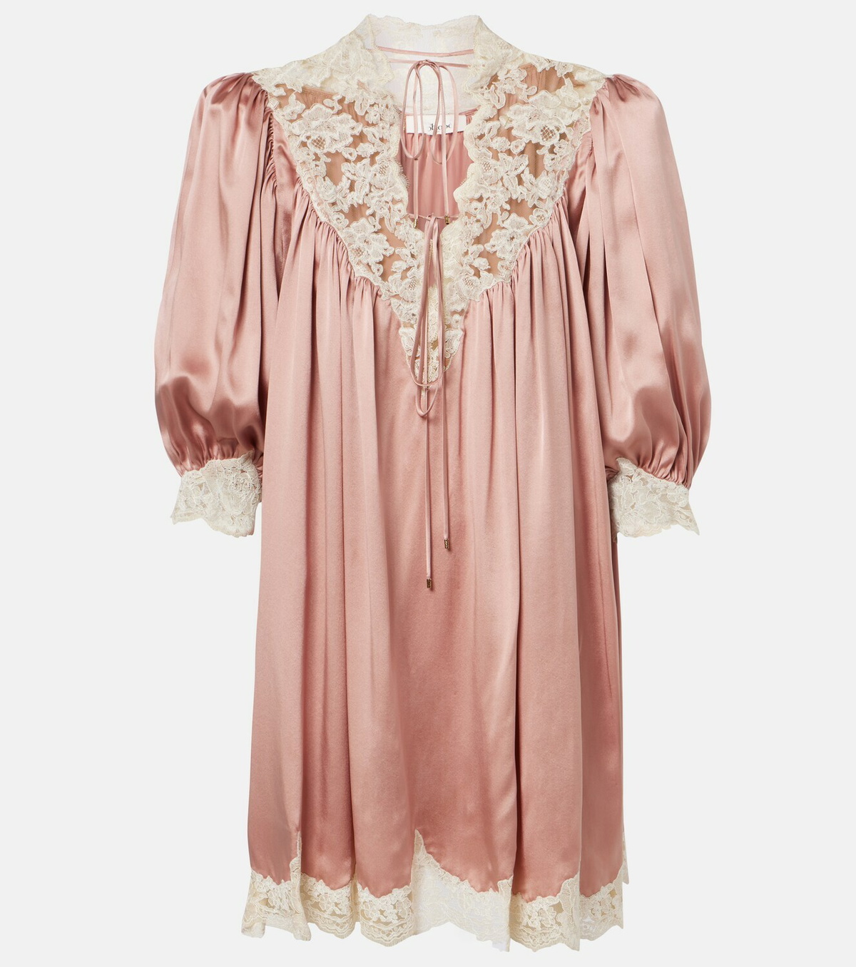 Chloé Lace-trimmed silk satin minidress