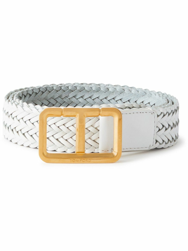 Photo: TOM FORD - 3cm Woven Leather Belt - White