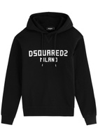 DSQUARED2 Cool Fit Logo Hooded Cotton Sweatshirt Black And White