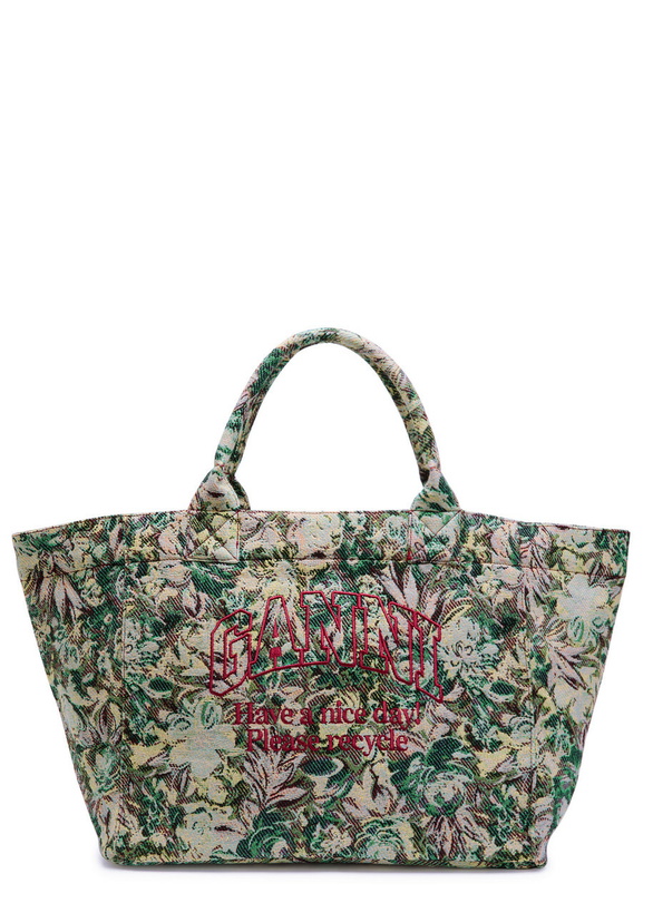 Photo: Ganni Jadeite Xxl Reversible Tapestry Shopper Tote bag - Multicoloured - One Size