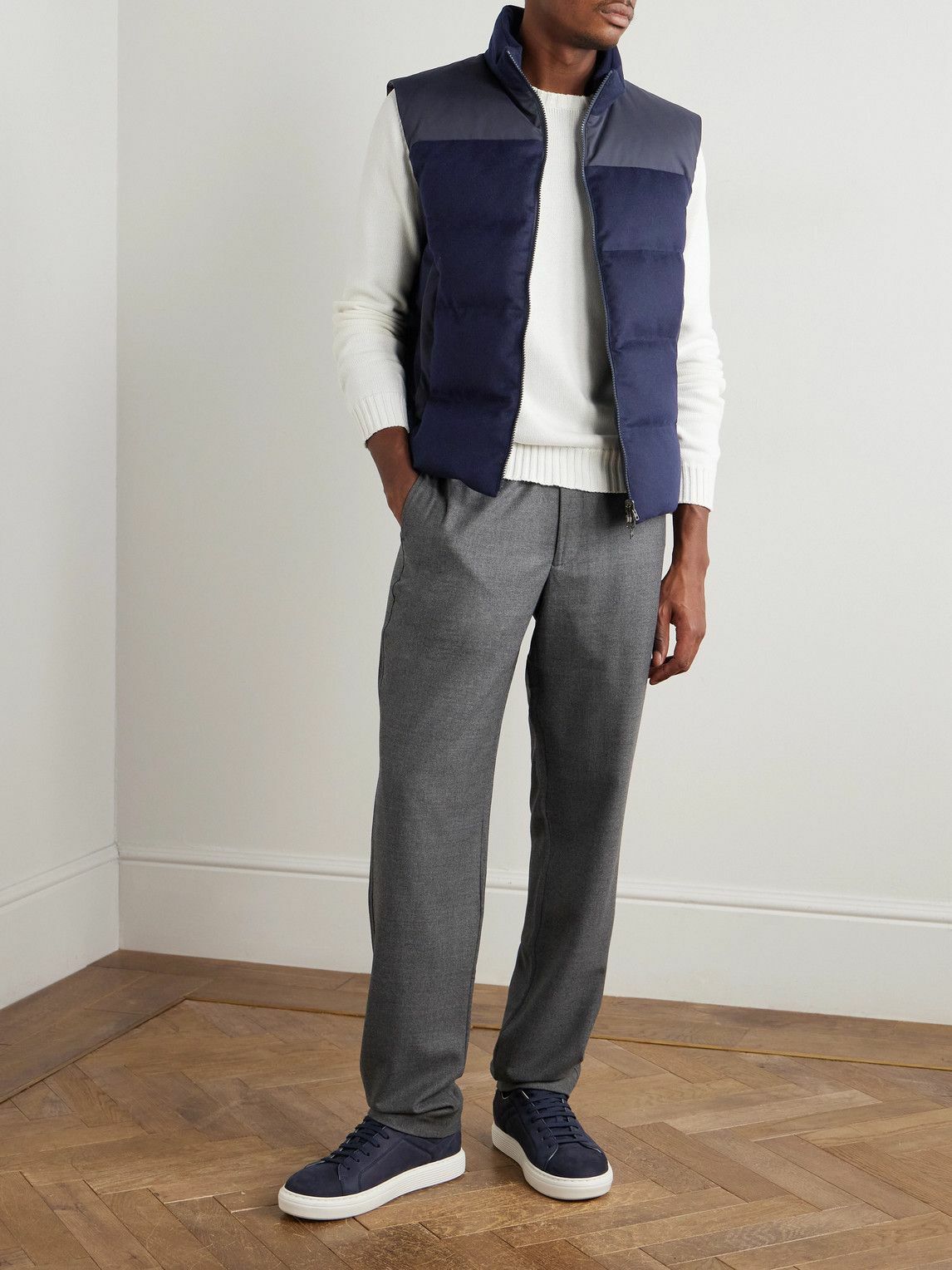 SEASE - Reversible Quilted Shell and Brushed Cashmere Down Gilet - Blue