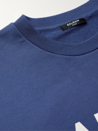 Balmain - Logo-Print Cotton-Jersey Sweatshirt - Blue