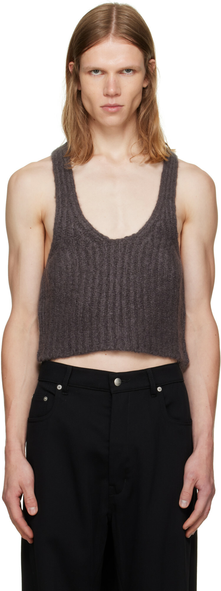 Rick Owens Gray Tower Knit Tank Top