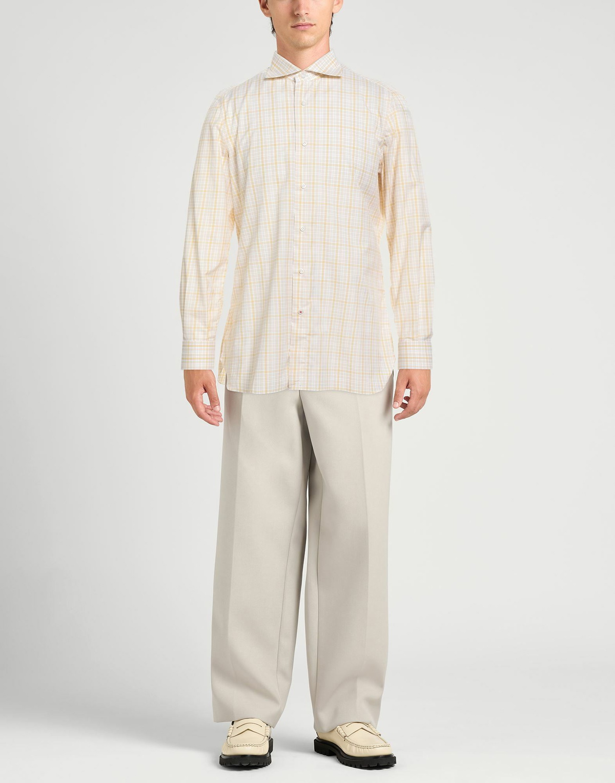 Isaia Mens Shirt Mustard