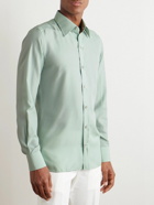 TOM FORD - Slim-Fit Cutaway-Collar Silk-Poplin Shirt - Green
