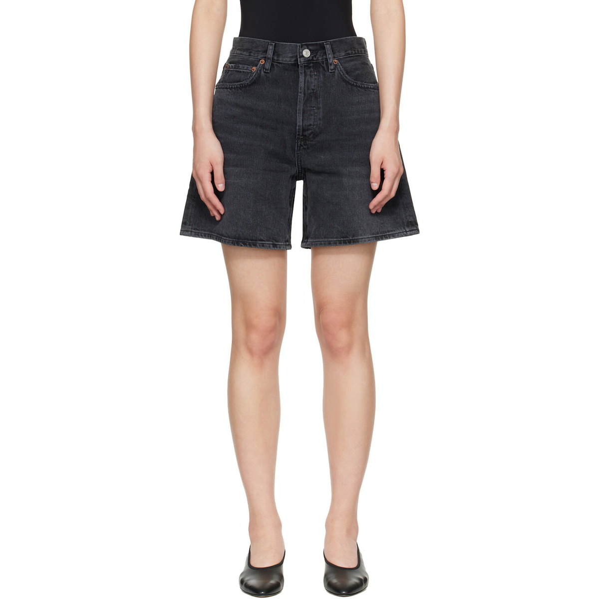 AGOLDE Black Dame Denim Shorts
