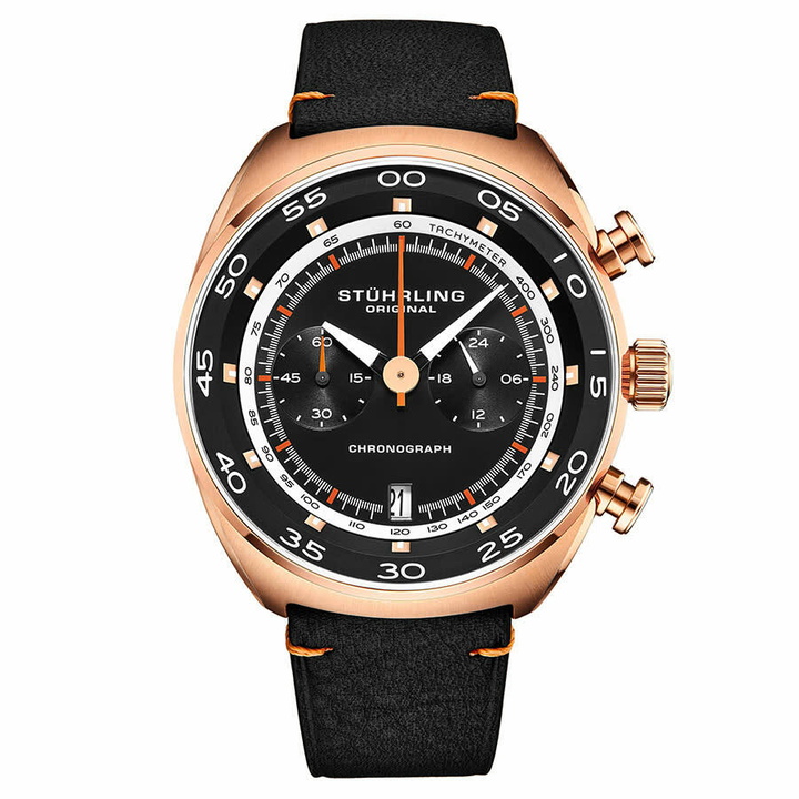 Photo: Stuhrling Original Monaco Quartz Black Dial Mens Watch M13547
