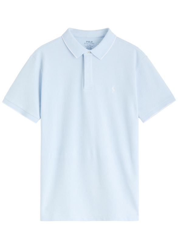 Photo: Polo Ralph Lauren Logo-embroidered Piqué Cotton Polo Shirt Light Blue