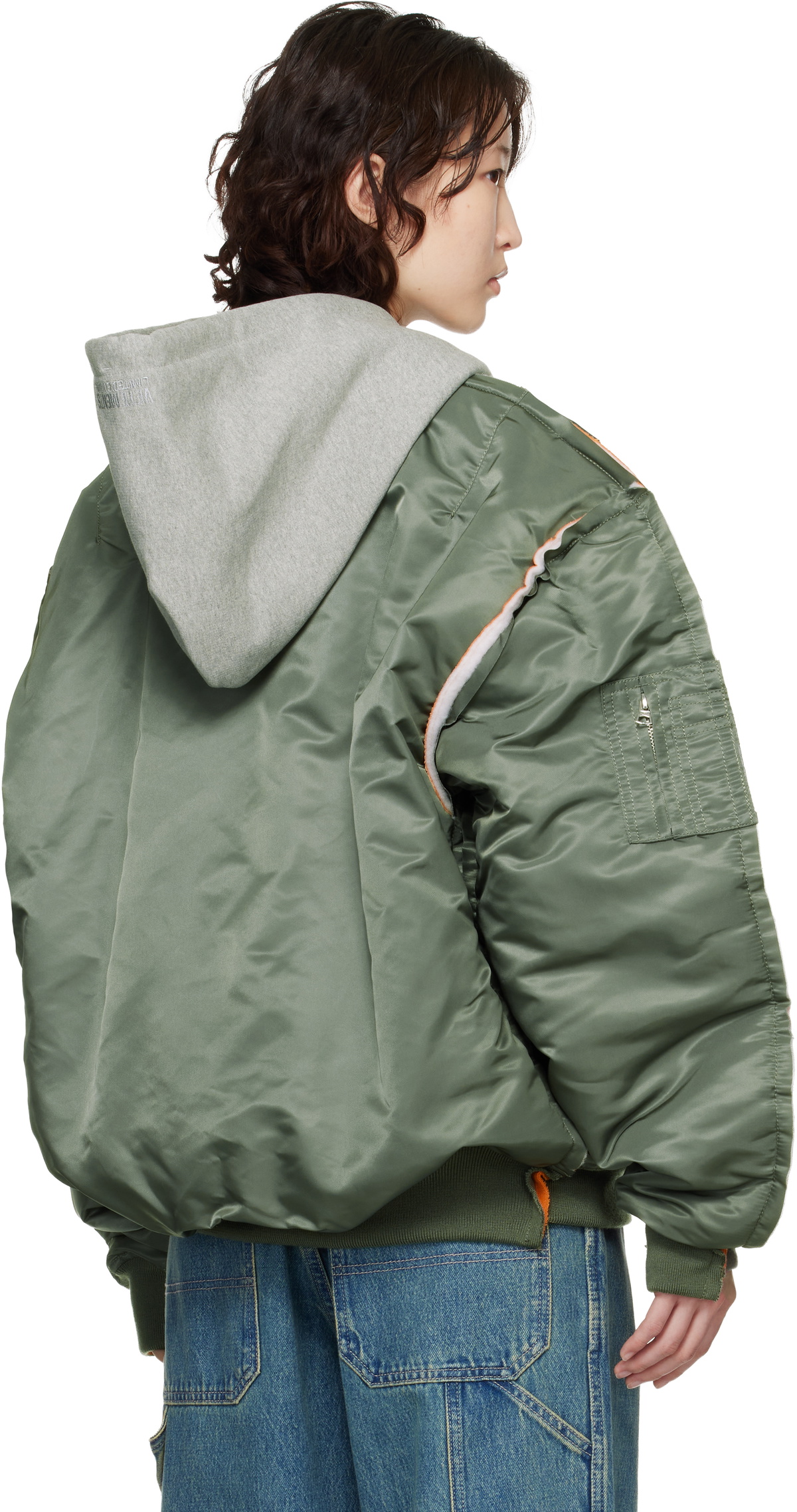VETEMENTS Khaki Alpha Industries Edition Attached Hood Bomber Jacket