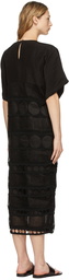 Loewe Black Linen Embroidered Dress