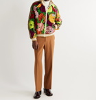 GUCCI - Striped Webbing-Trimmed Printed Cotton-Velour Track Jacket - Multi